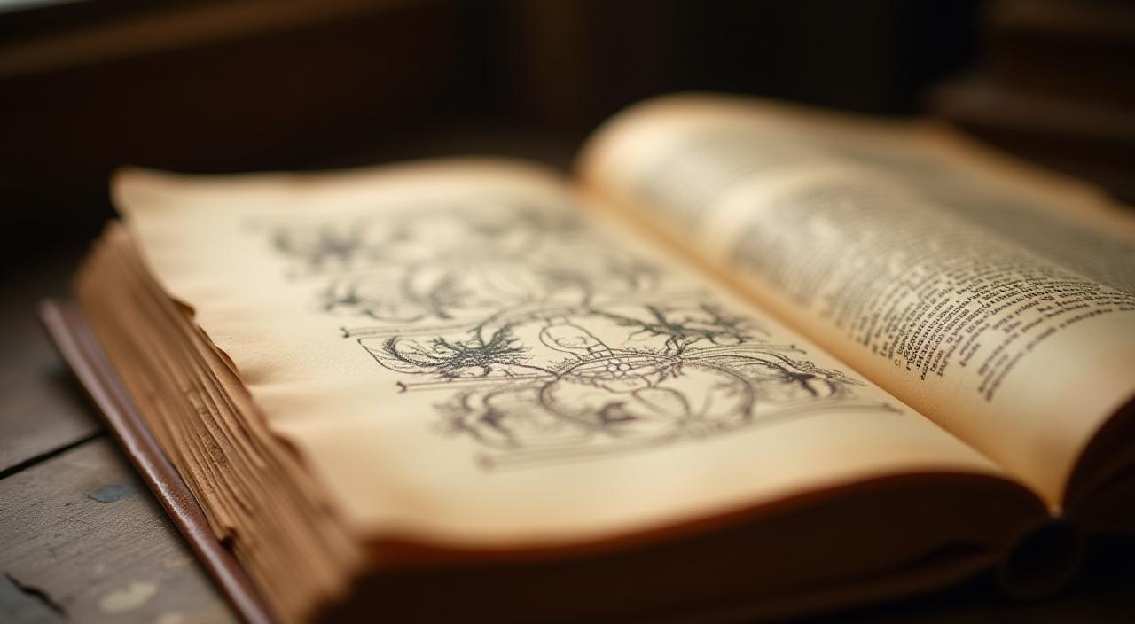 Vellum manuscript with celestial illustrations for Shakespearean literature essay