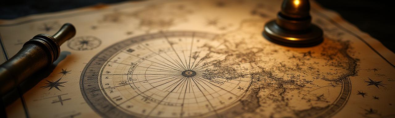 Antique star chart and compass illustration